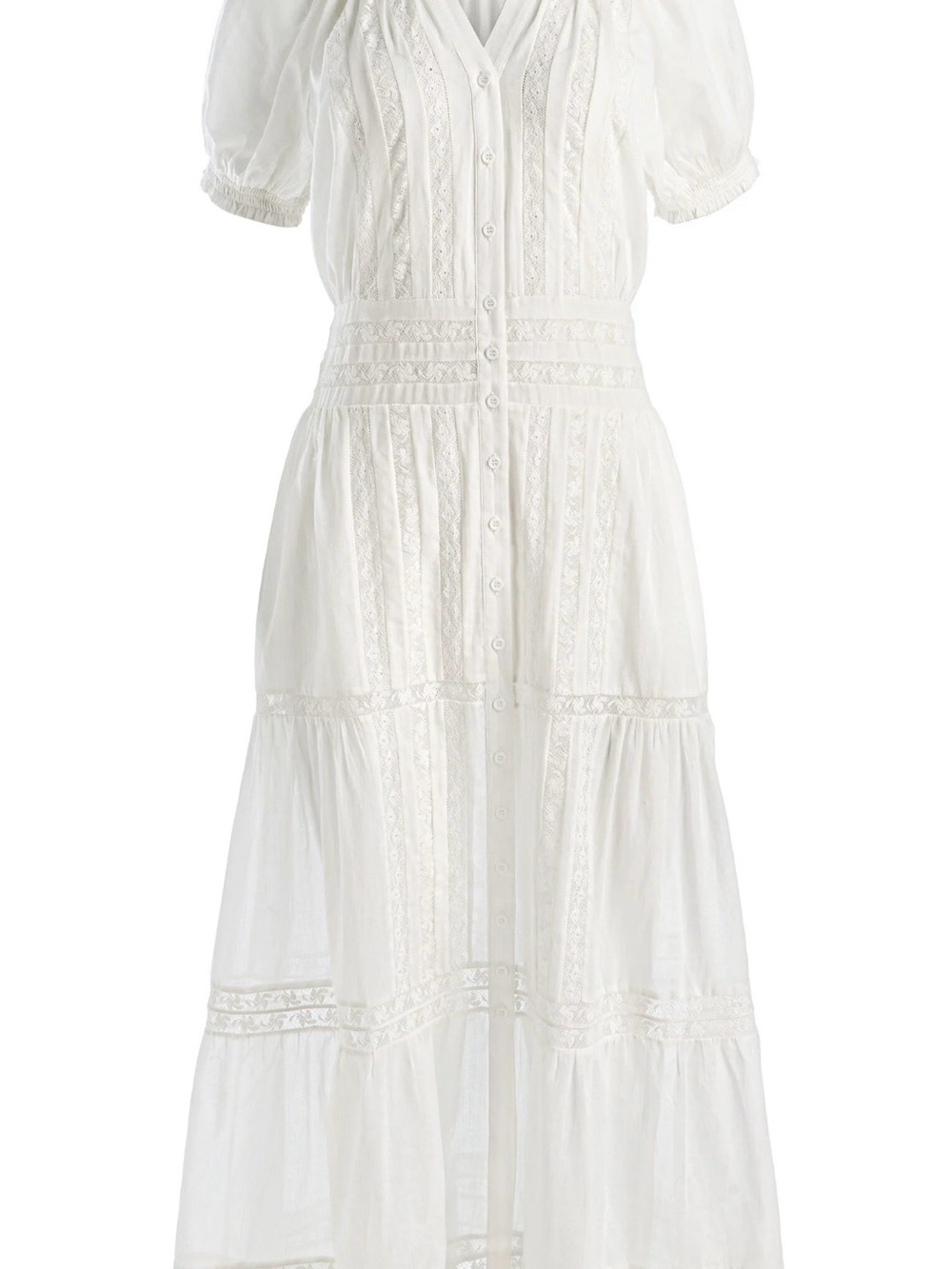 Alice + Olivia White Eyelet Button-Front Maxi Dress